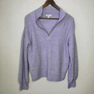Nine West Lavender 1/4 Zip Ribbed Knit Oversized Pullover Sweater Size Small